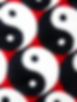Yin-yang pattern on printed faux shearling fabric