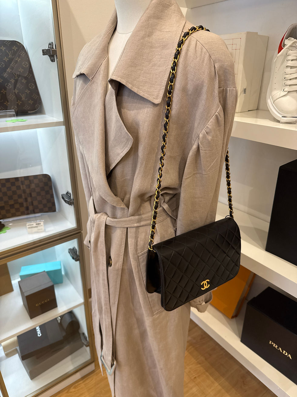 Thumbnail: Chanel Vintage Black Flap Bag 1995