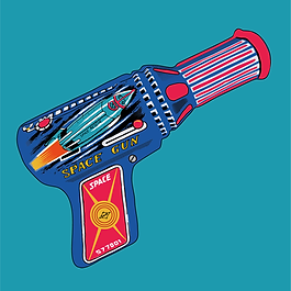 Space gun tin toy icon