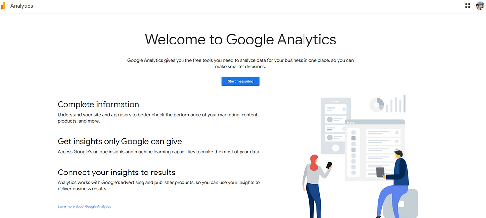 screenshot of google analytics page
