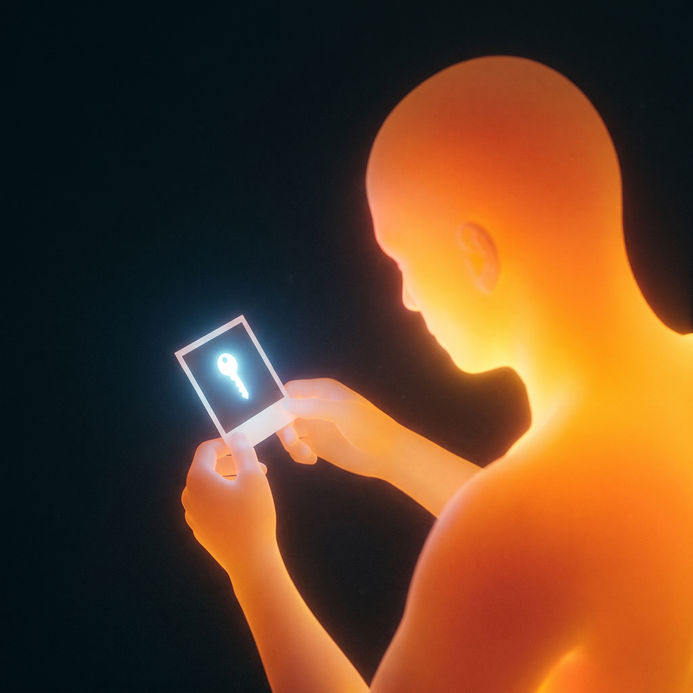 A deep-space luminous clue representing AI looking at a picture