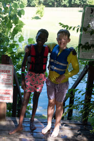 two boy campers at the lake in Kentucky 