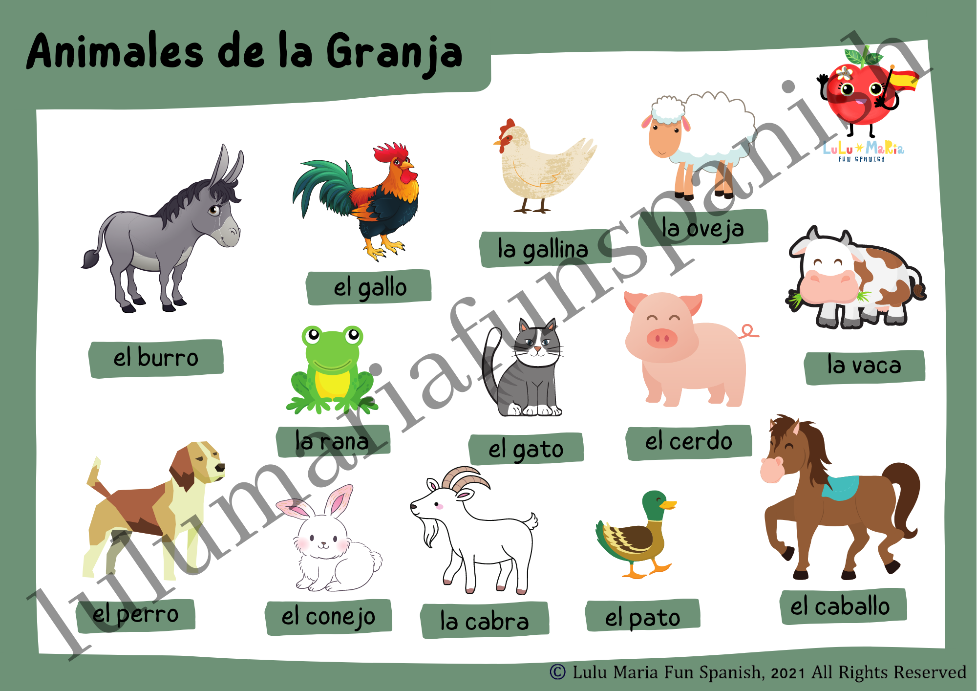 Farm Animals - Animales de la Granja - Poster