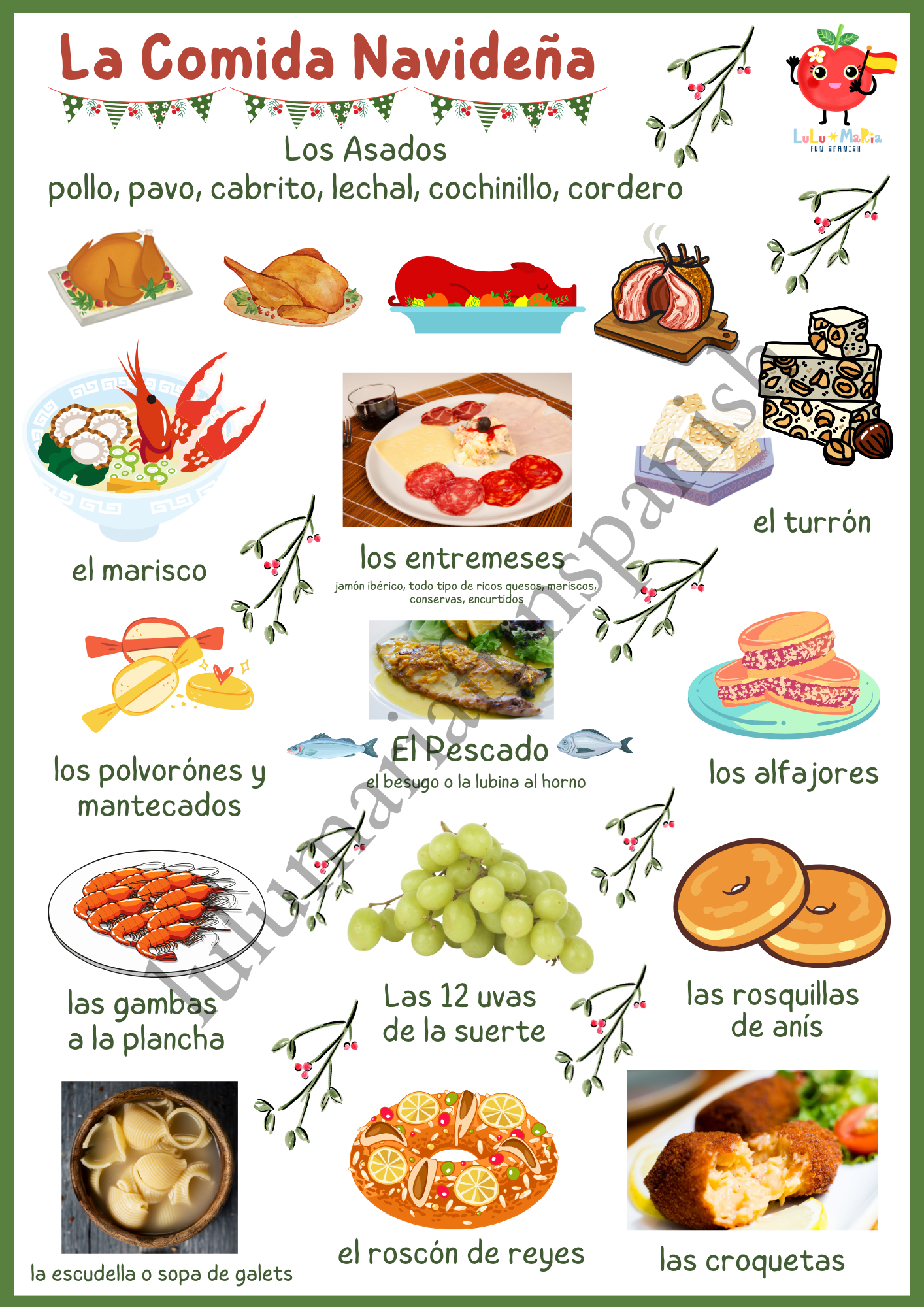 Christmas Food in Spain - La Comida Navideña - Poster