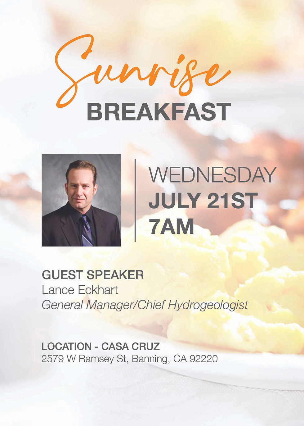 Banning Chamber Sunrise Breakfast