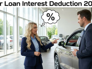 Tax advisor discussing the 2026 car loan interest deduction and tax benefits for qualified vehicle purchases in the United States.