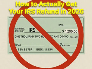 IRS tax refund check with a prohibition symbol illustrating common mistakes that can delay or prevent receiving a 2026 federal tax refund.