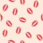 Seamless pattern of red lipstick kiss marks.