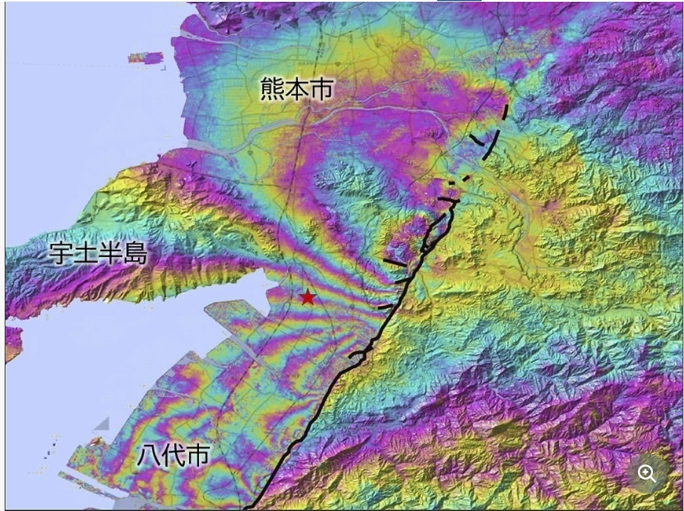宇宙から見たR8熊本地震