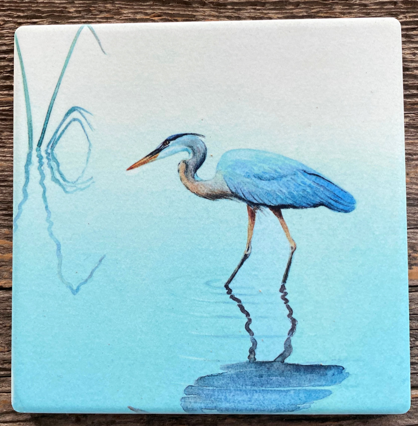 Heron in the Reeds ~  Sandstone Coaster