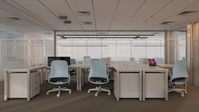 Postos de trabalho individuais no escritório SCFN.