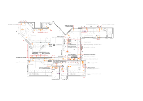 Projeto executivo de arquitetura com planta de pontos elétricos.
