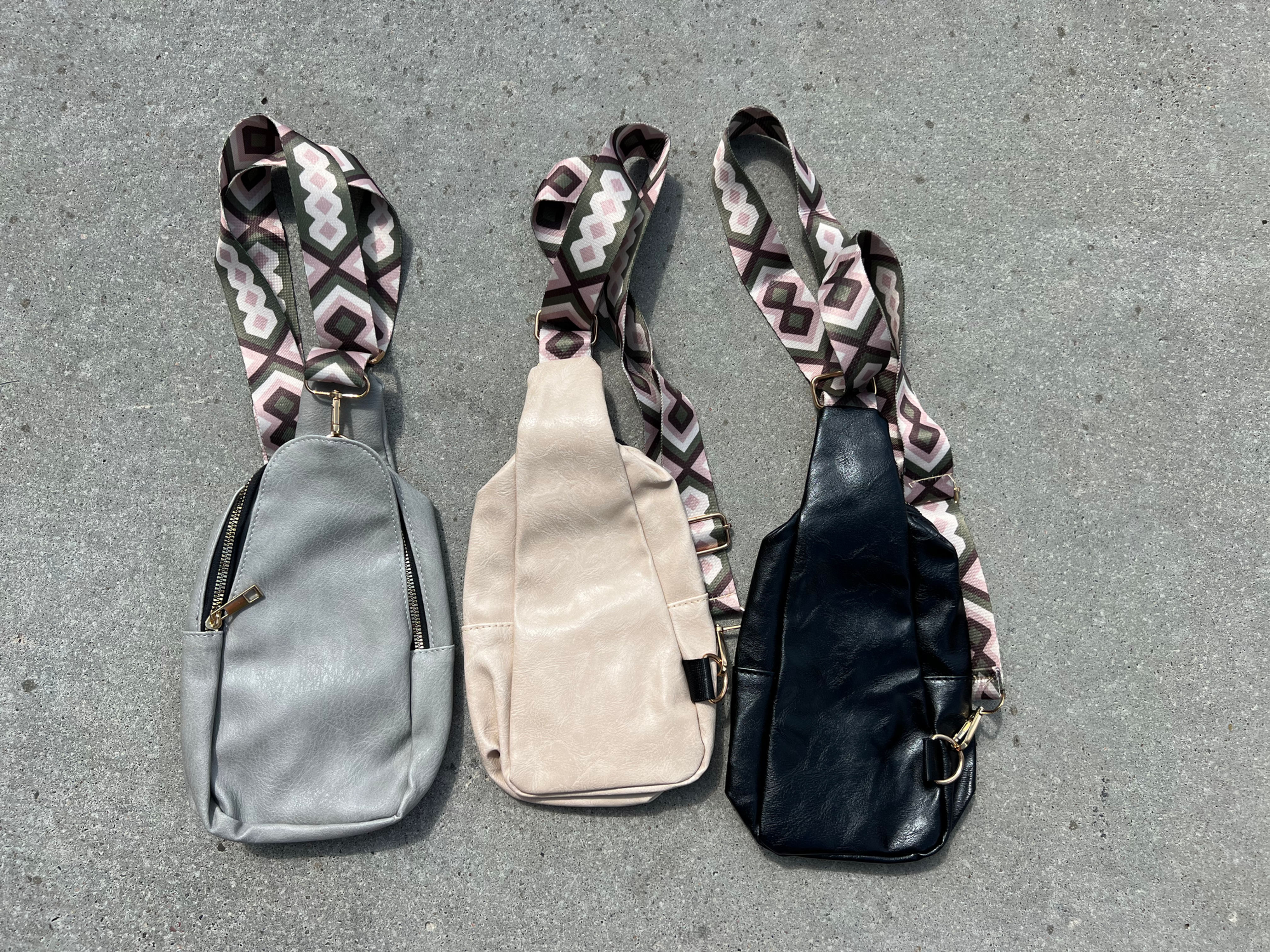 Pleather Guitar Strap Sling Chest Bag 