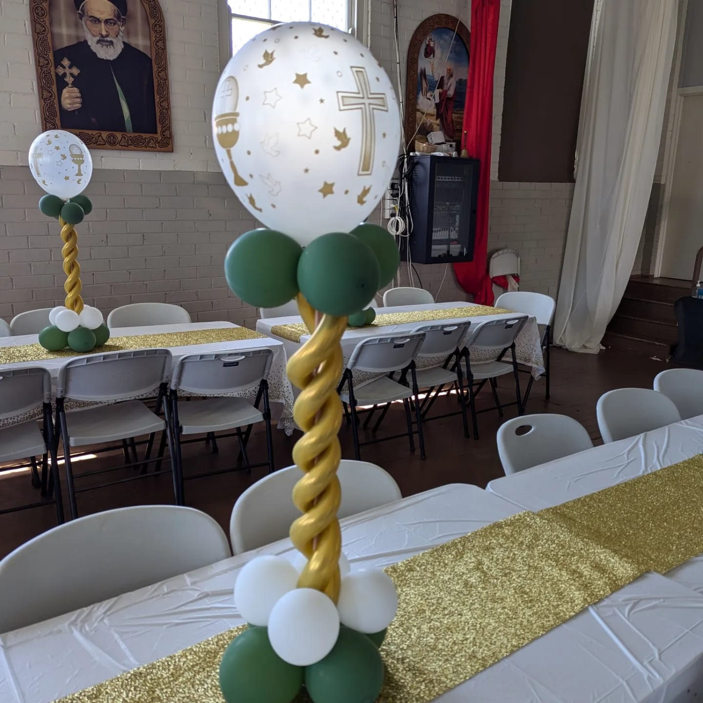 Golden Christening Balloon Centrepiece
