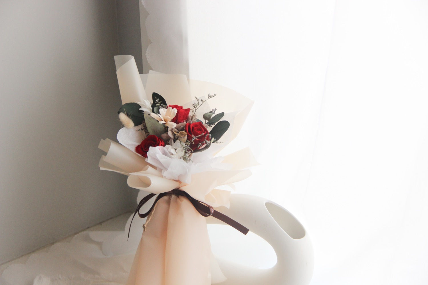 Mini / Petite Preserved Rose Flower Bouquet - Apple Bloosom