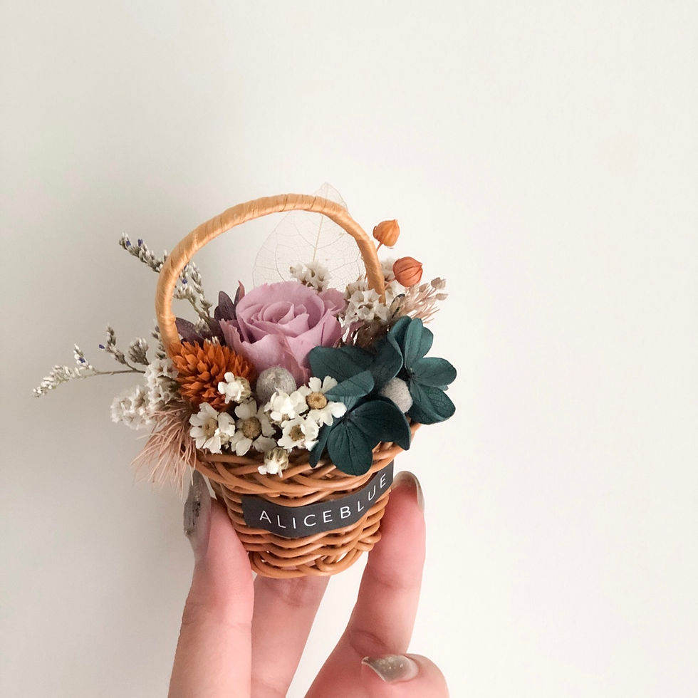 Thumbnail: Mini Preserved Flower Basket Car Vent Clip (Assorted)