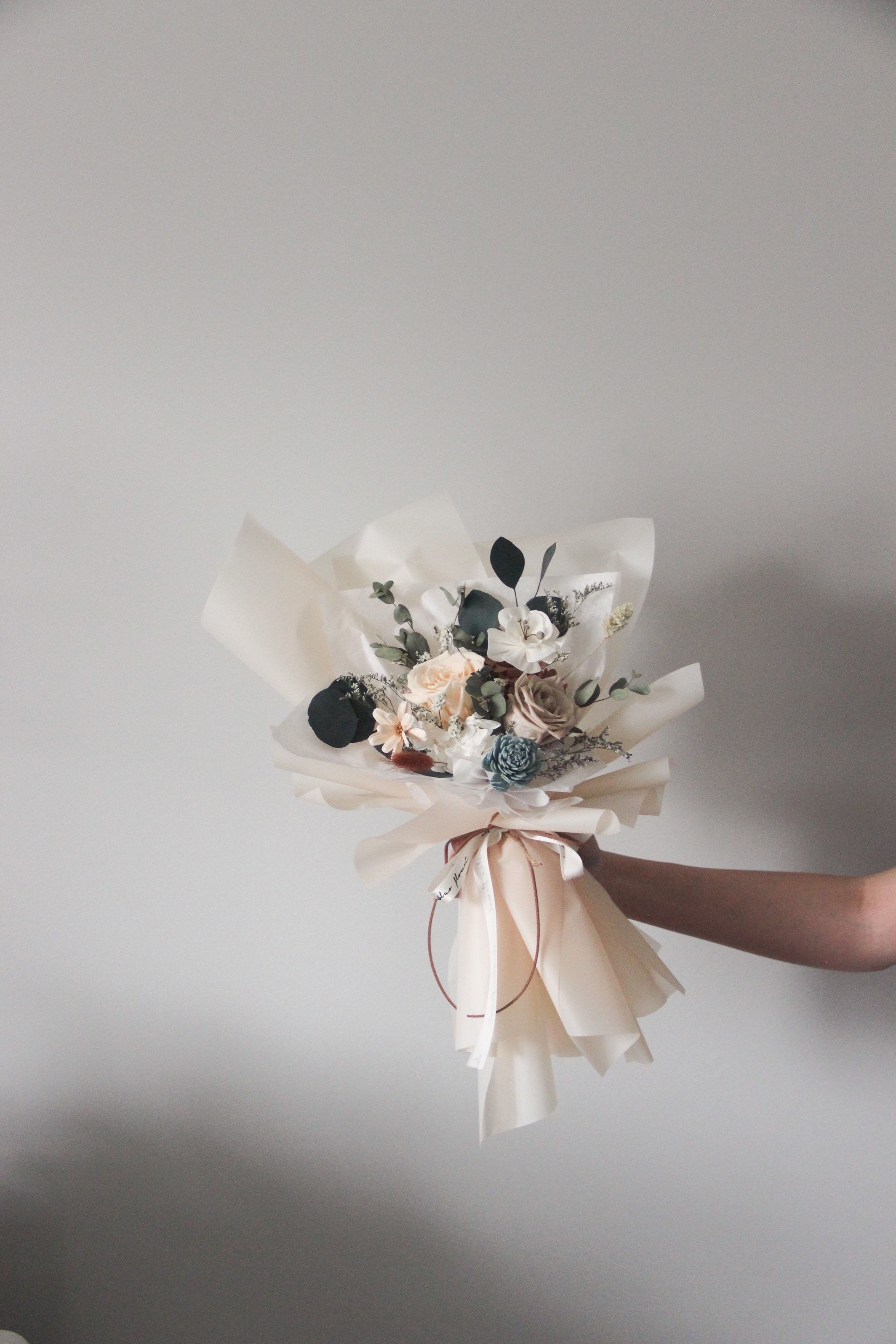Petite / Standard Preserved Flower Bouquet - Almond Butter