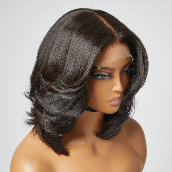 Thumbnail: ROSE- Handcraft Layered Cut HD Lace Wear Go Glueless Short Bob 100% Human Hair