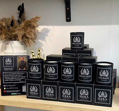 Nera Luxury Candles stocked at Urban Bay, Stonehaven. Inspirational candles for gifts with a story and purpose.