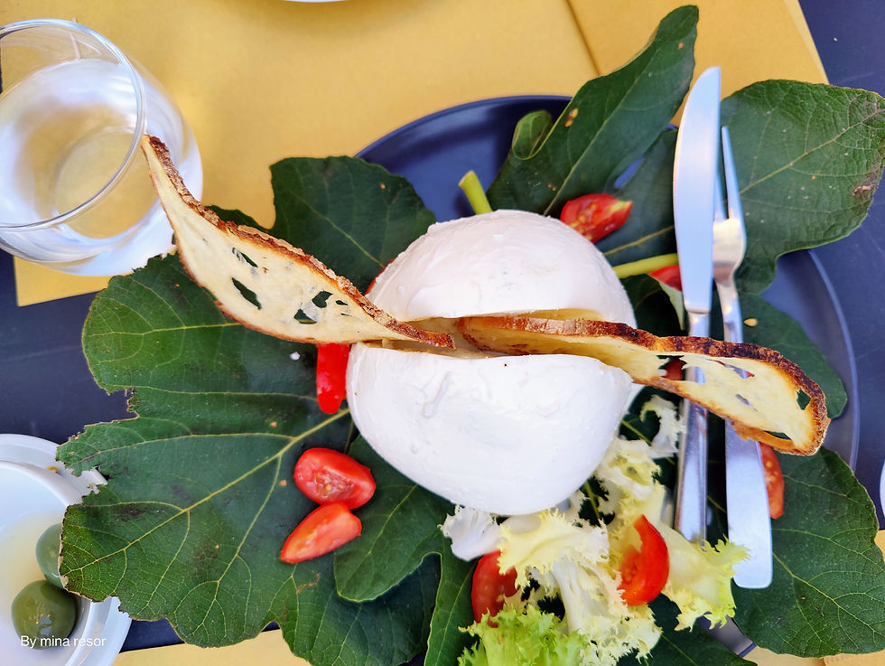 Denna Burrata åt vi och den var mycket god och stor (som en knuten hand).