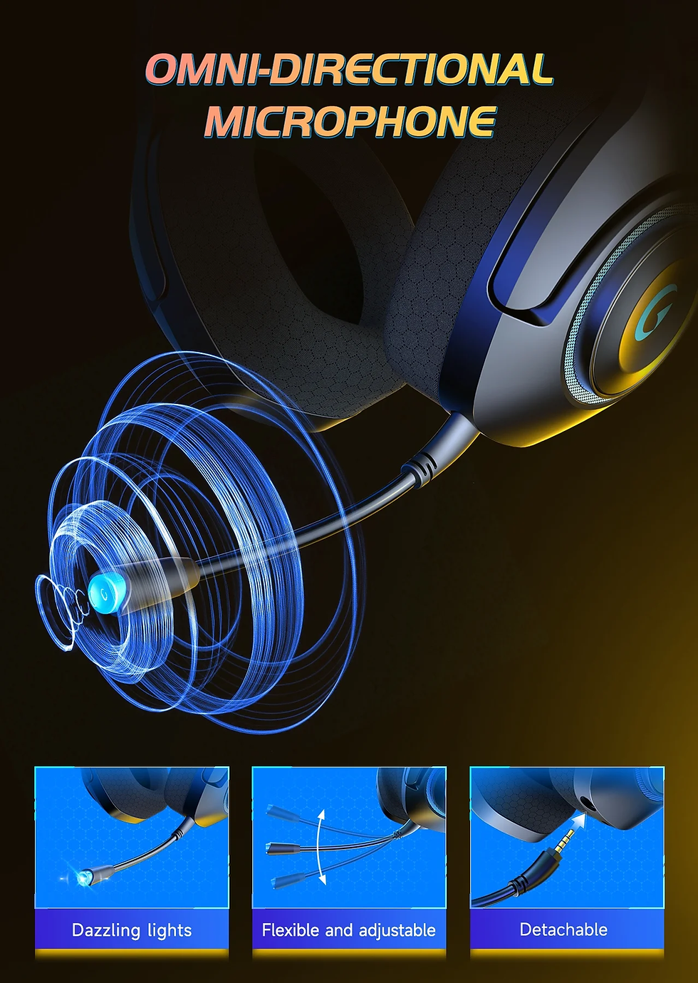 Thumbnail: Wireless Gaming Headsets for PS5 PC Switch PC with Bluetooth 5.2, 2.4 Ghz USB Ga