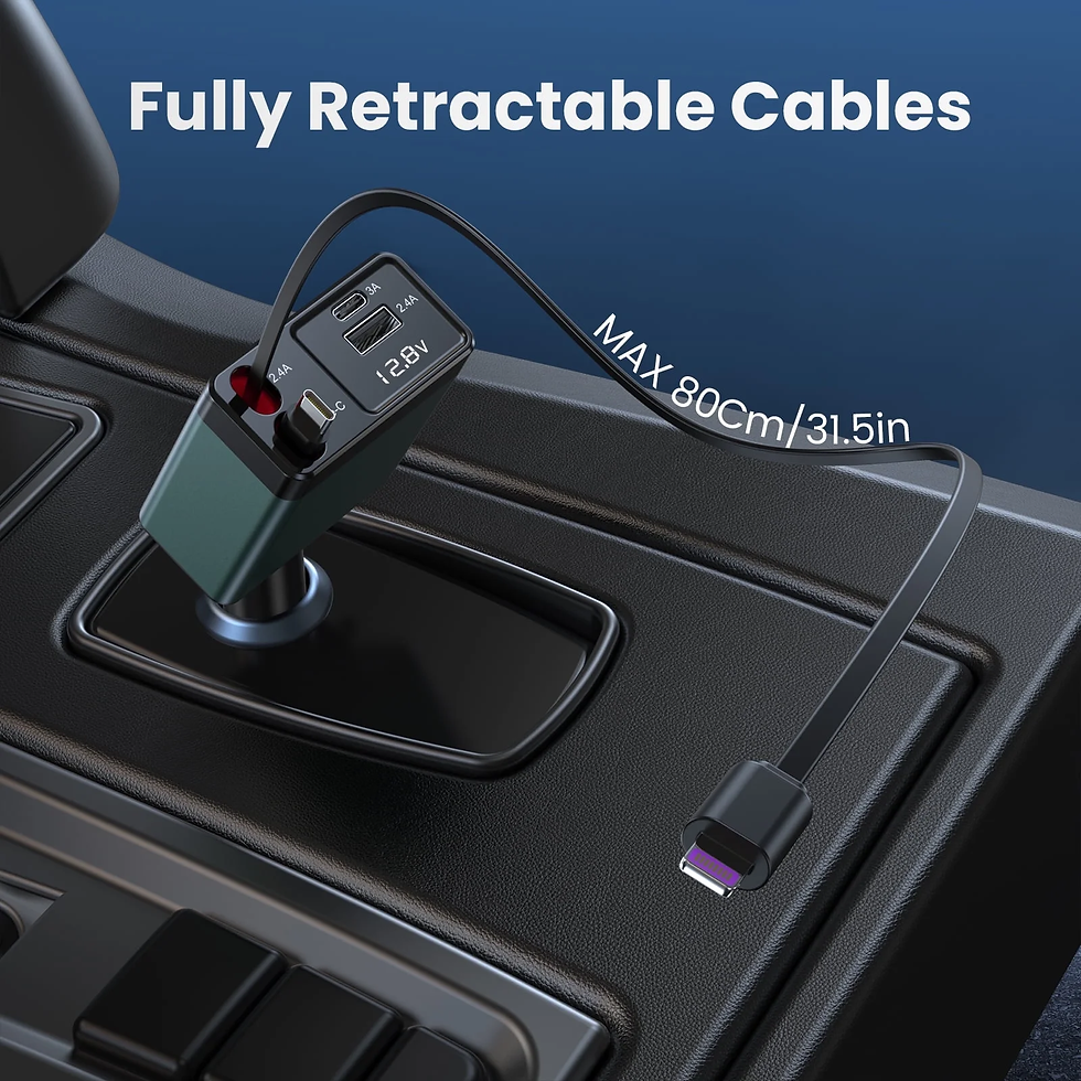 Thumbnail: Retractable Car Charger 150W — 4-in-1 Fast Charge