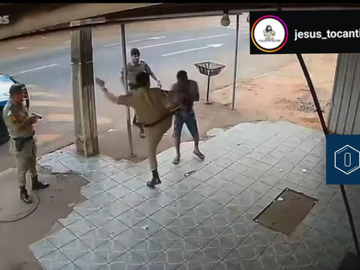 PM é filmado agredindo com chutes funcionário de distribuidora em Guaraí