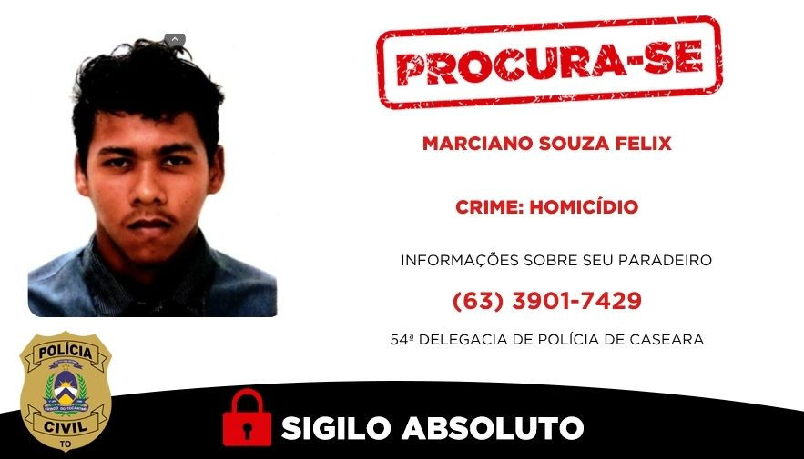 Polícia Civil procura suspeito de homicídio ocorrido em Caseara em 2022