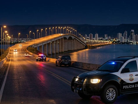 viatura da polícia ciêntifica na ponte José Wilson SIqueira Campos