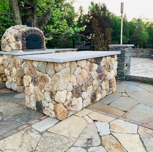 flagstone used on patio and fireplace