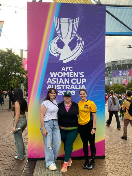 Recovery team outside the stadium for the AFC Women’s Asian Cup event in Sydney.