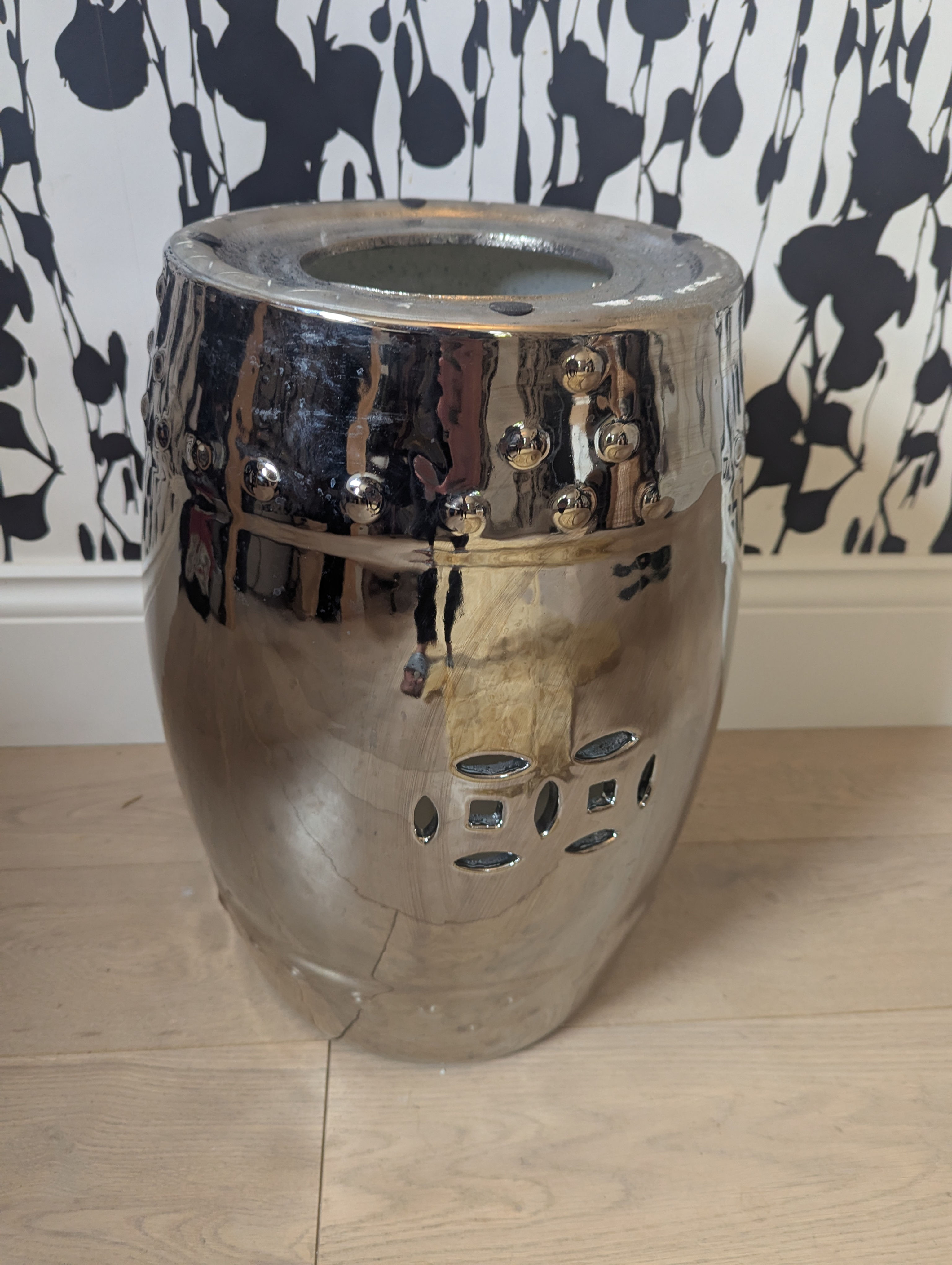 Pewter Ceramic Table / Stool