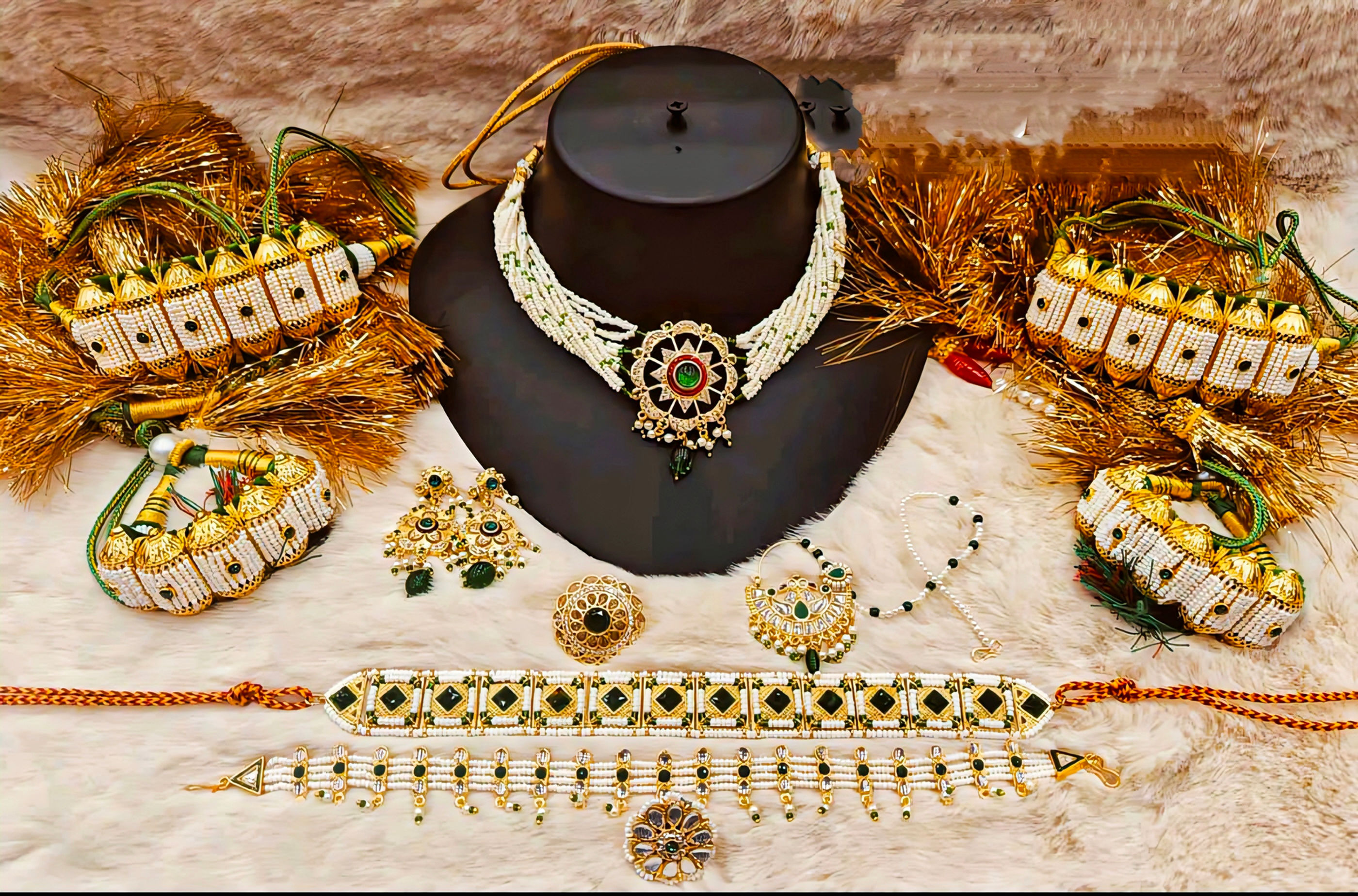 Royal Green Rajputi Bridal Jewelry Set