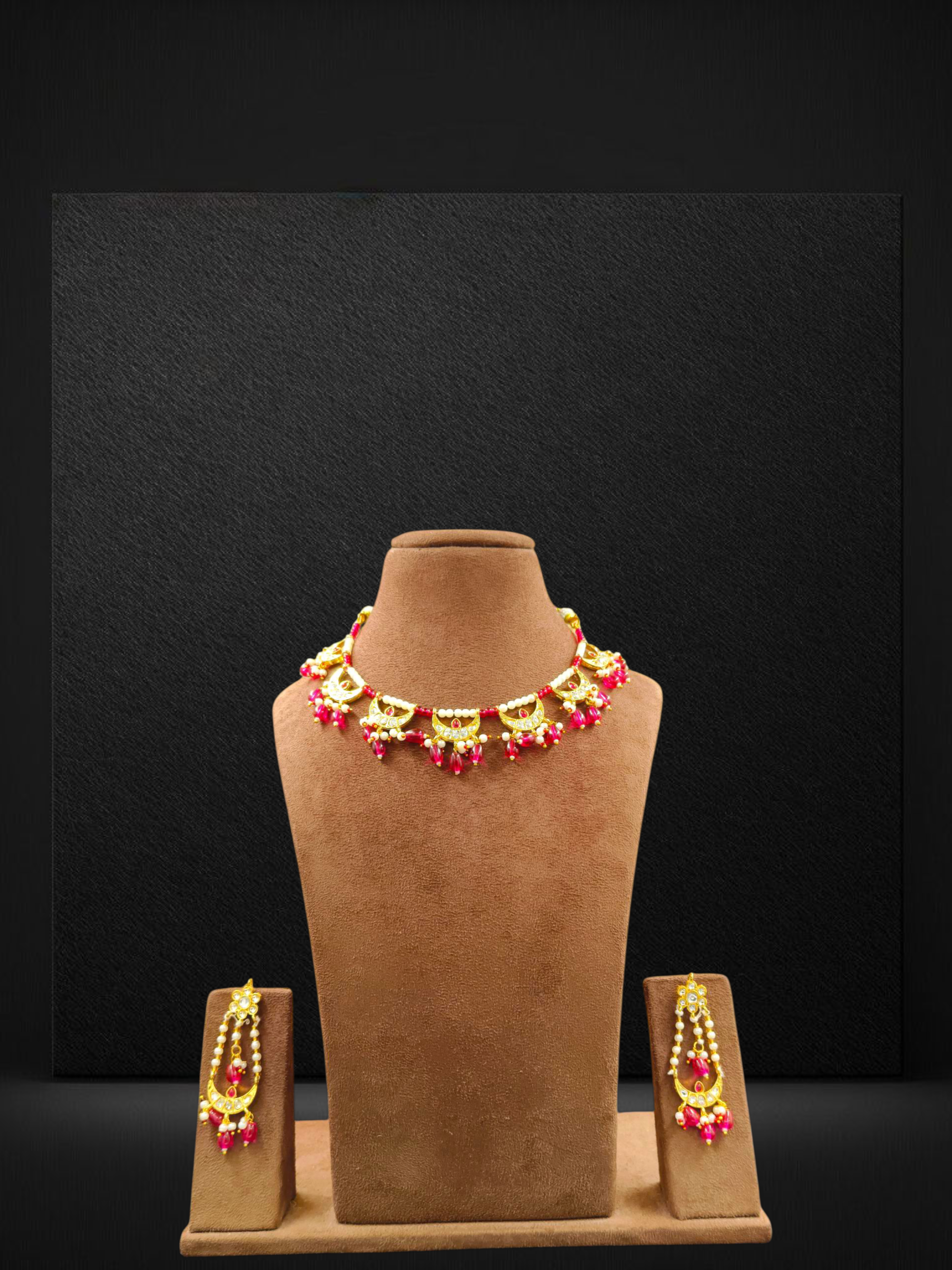 Gold-Plated Choker with Jhumka-Style Drops
