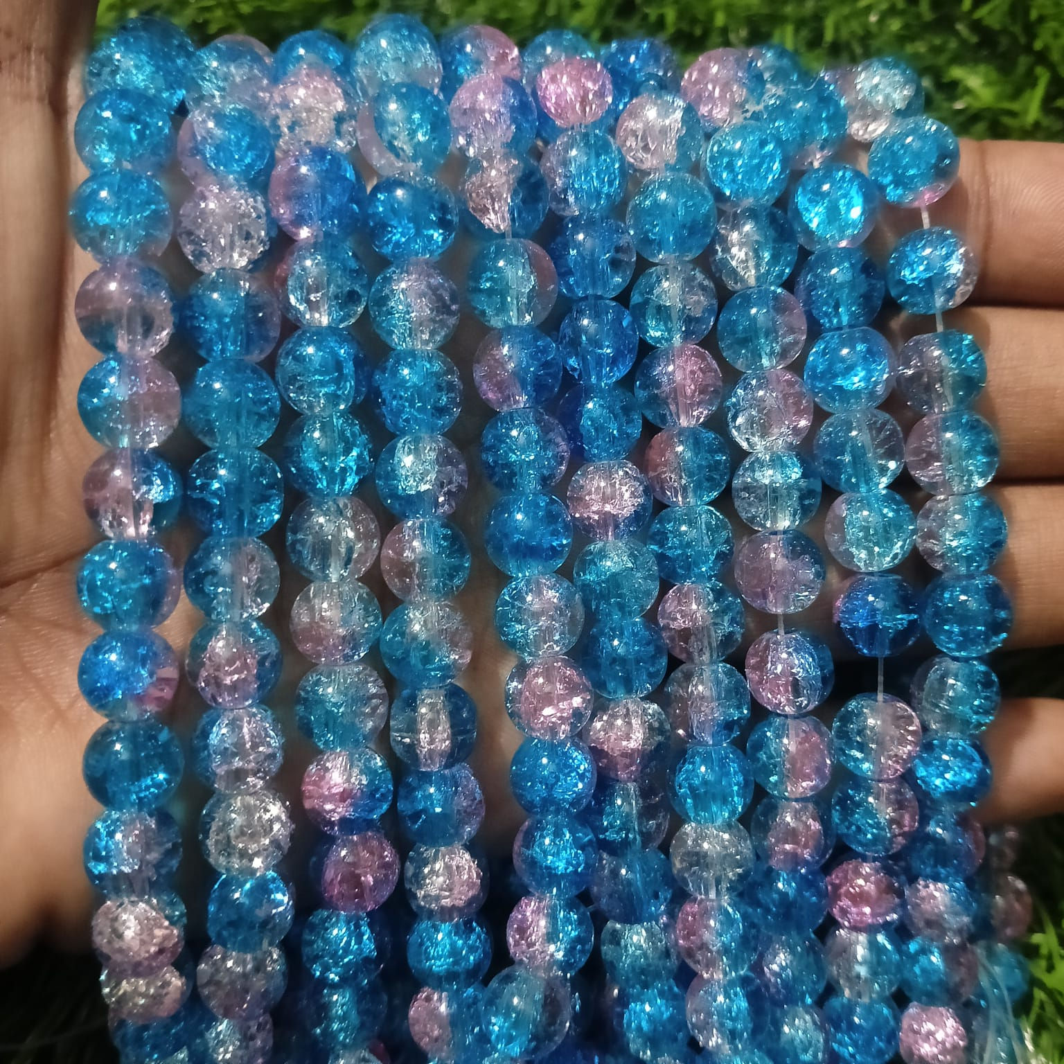 Crackle Beads 8mm - Sky Blue and Light Pink