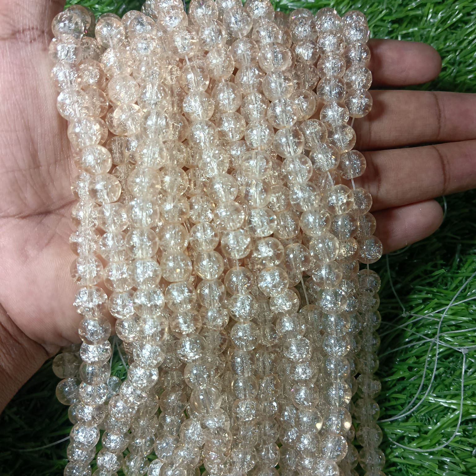 Crackle Beads 8mm - Light Peach