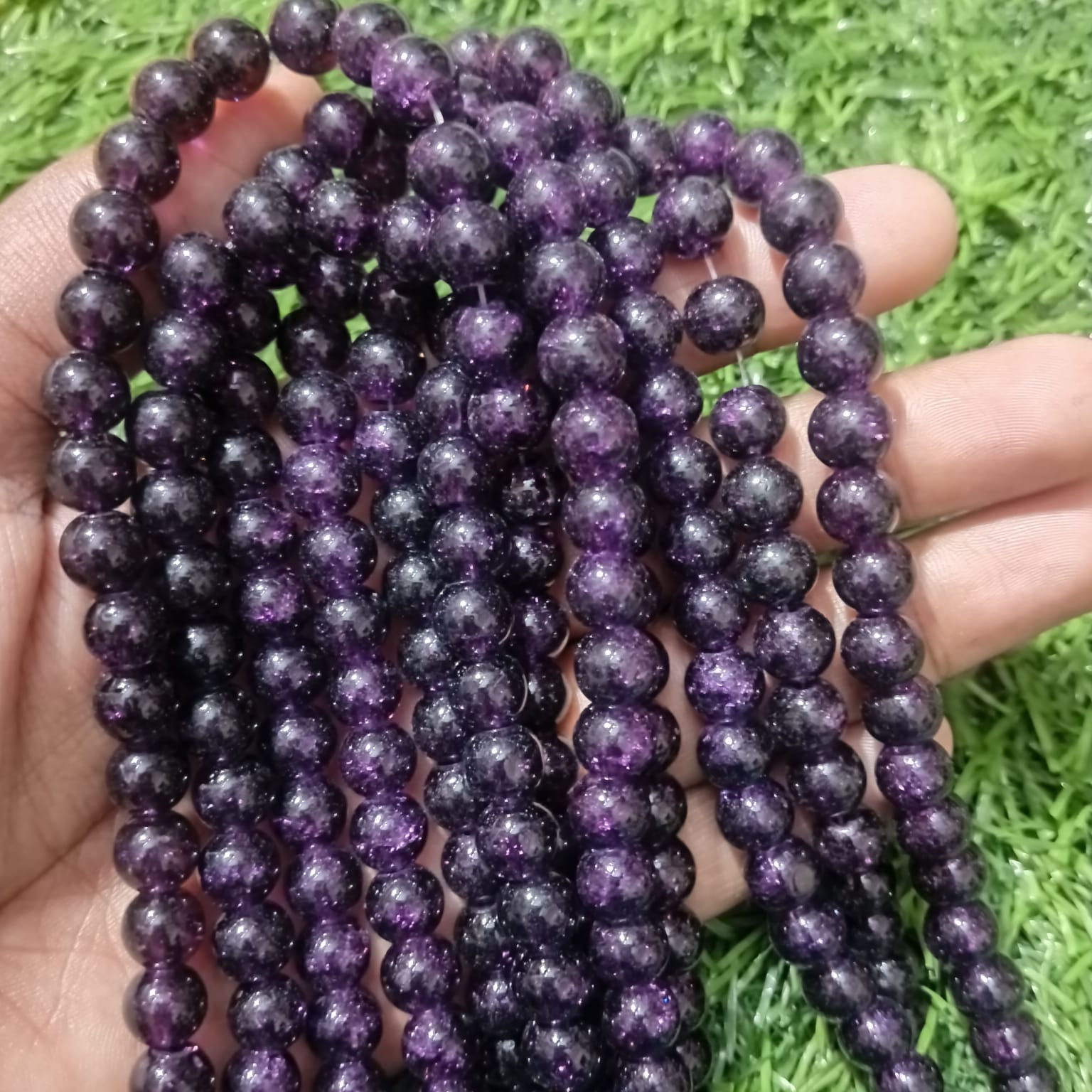Crackle Beads 8mm - Rich Dark Purple
