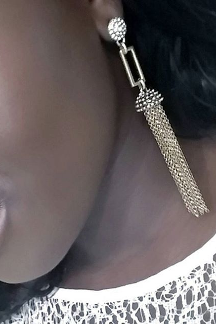 Thumbnail: Metal Tassel Drop Earrings