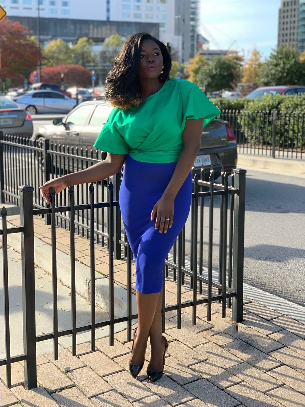 Thumbnail: Classic blue pencil midi skirt