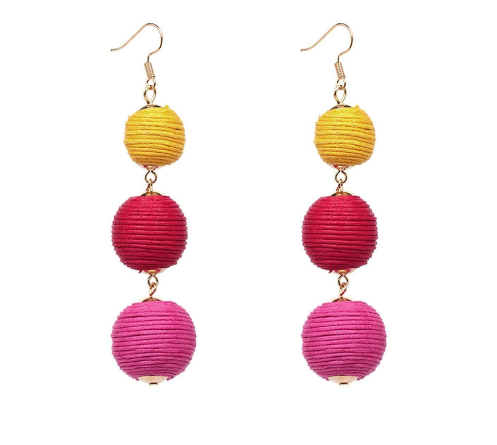 Thumbnail: Three pin ball earrings 