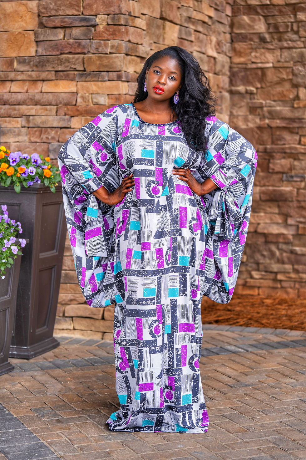 Purple Lilac Embellished Kaftan 