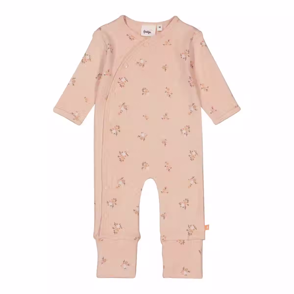 feetje Schlafoverall mit Klappfuß Blumen Ripp rosa