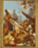 The Crucifixion of Saint Peter by Sébastien Bourdon (1643) Doggie is lower right Photo from Wikimediacommons