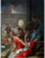 The Flagellation of Saints Paul and Silas by Louis Testelin (1655) Doggie is lower left Photo Wikimediacommons