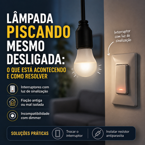 lampada piscando mesmo desligada
