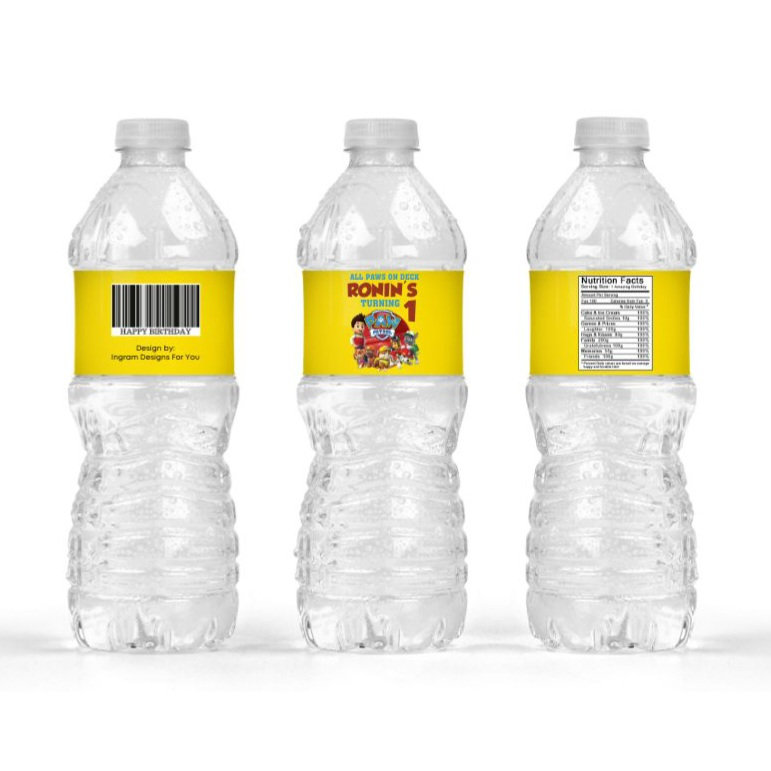 Paw Patrol Water Bottle Party Favor Labels | Ingram Designs For Y