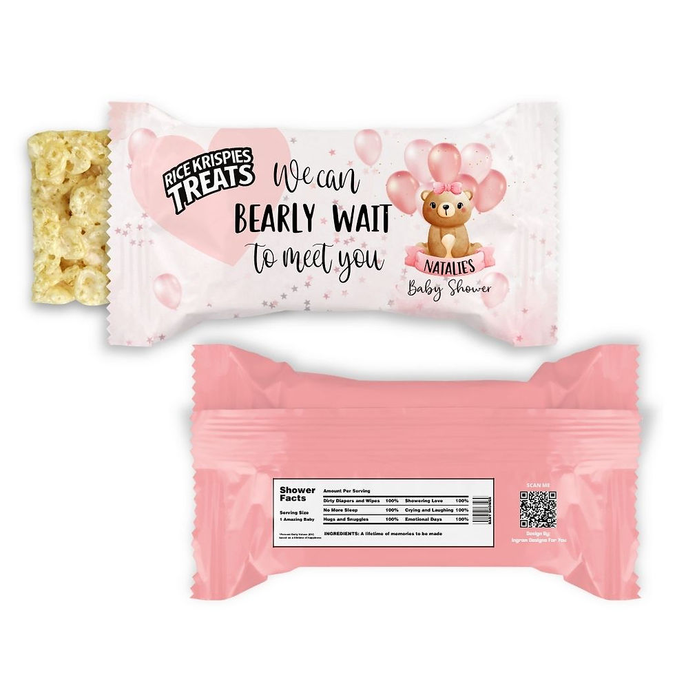 Bearly Wait Baby Shower Crispy Rice Treat Labels