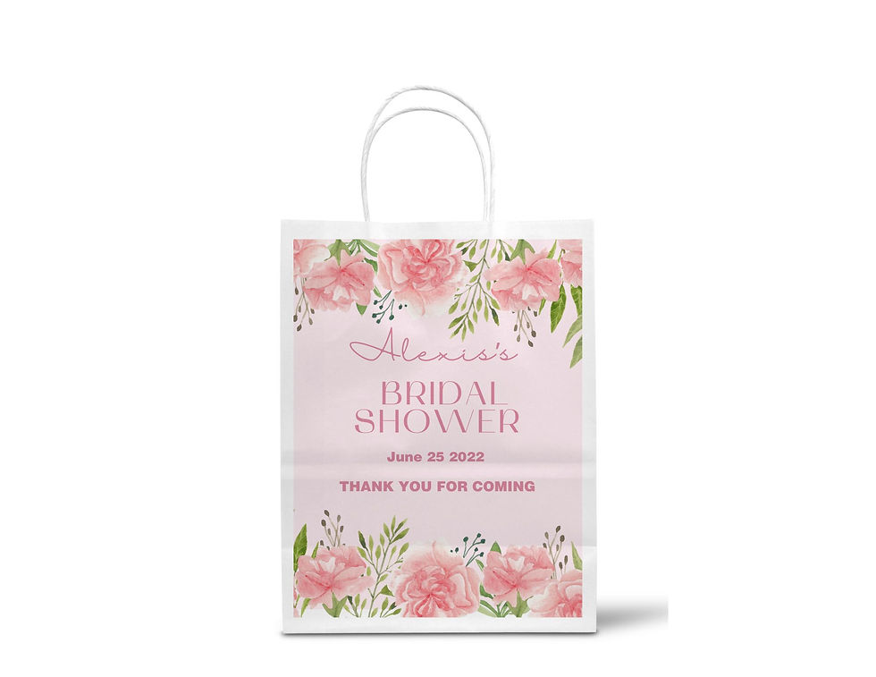 Bridal shower gift goodie bag pink flowers thank you snack gift