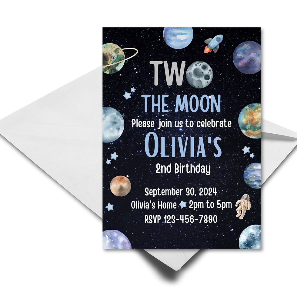 Two The Moon birthday Party Invitation