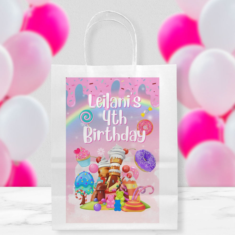 gift bag candyland candy land personalized custom party favor supplies ice cream doughnuts sweets